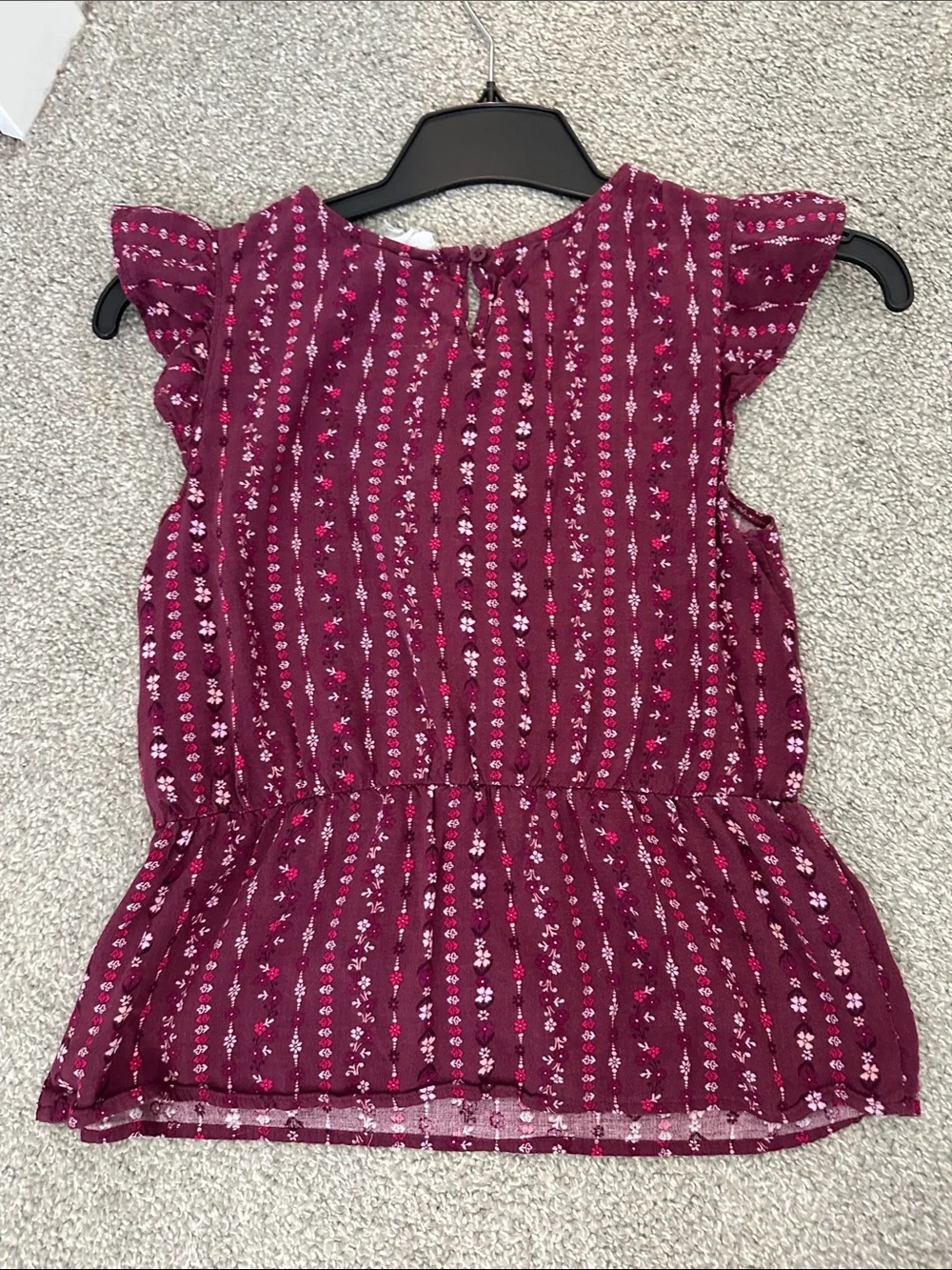 The Children's Place Maroon Floral Ruffle Peplum Top